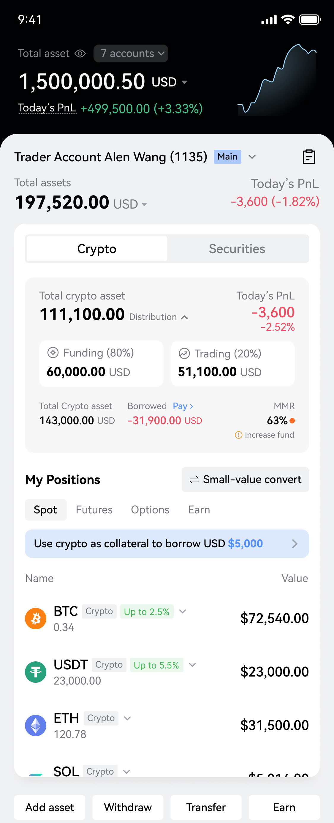 My positions module after consolidating coins and positions