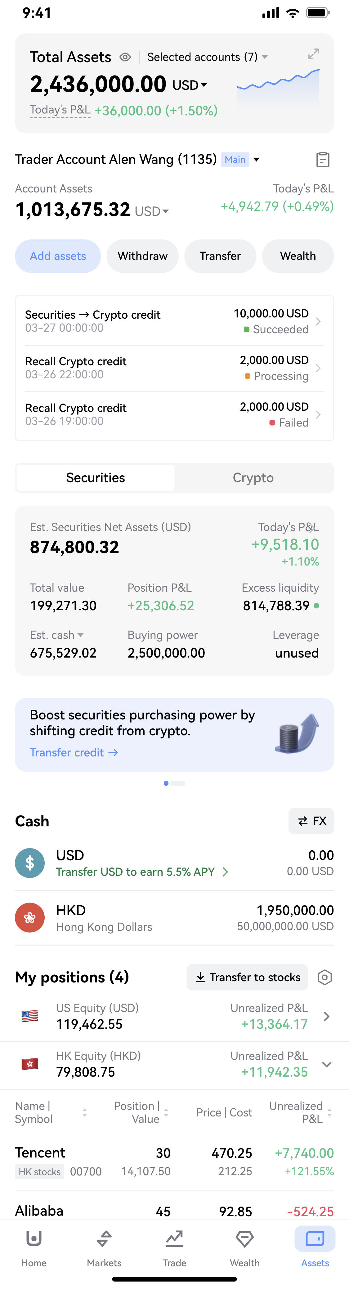 Securities asset screen