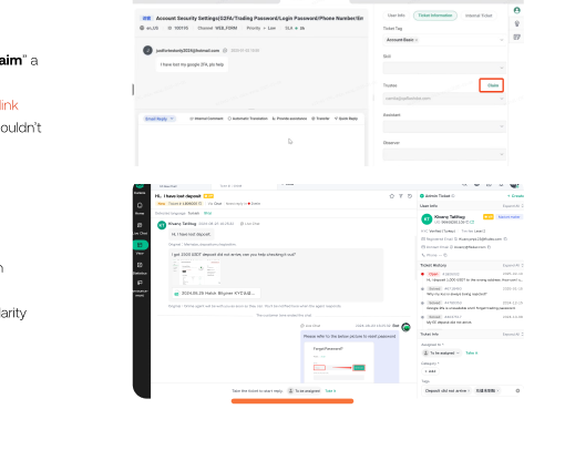 Before and after: ticket claim flow in the agent workspace